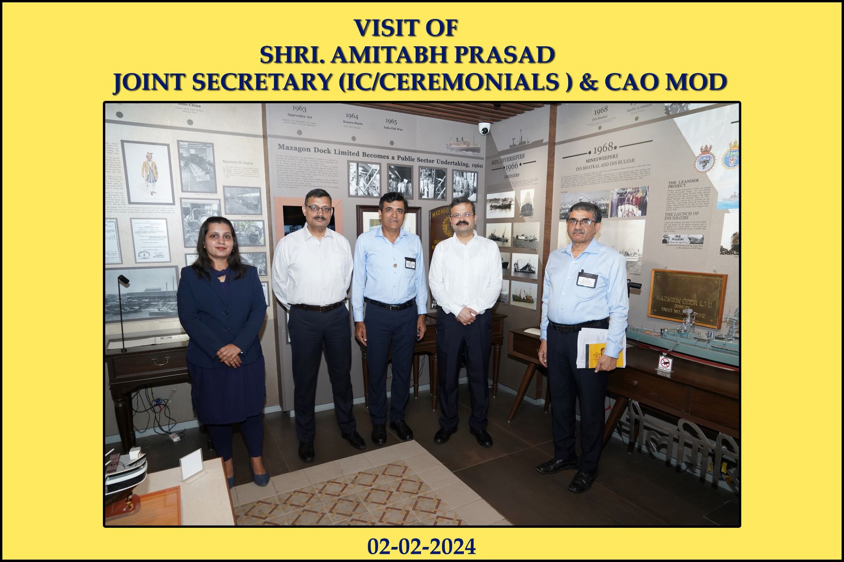 VISIT OF SHRI. AMITABH PRASAD JOINT SECRETARY (IC/CEREMONIALS) & CAO MoD - 02.02.2024