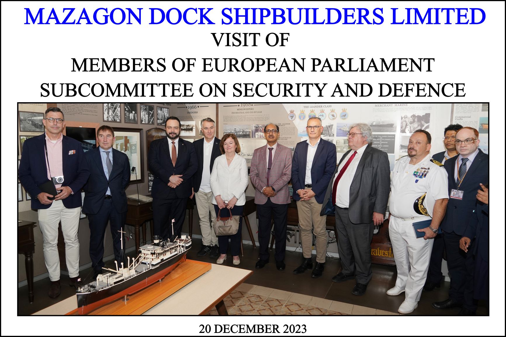 Visit of European Parliament Subcommittee on Security and Defence - 20.12.2023