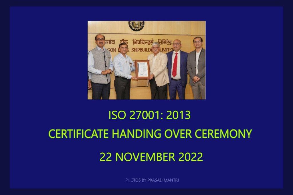 ISO 27001-2013 CERTIFICATE HANDING OVER CEREMONY - 22nd Nov 2022