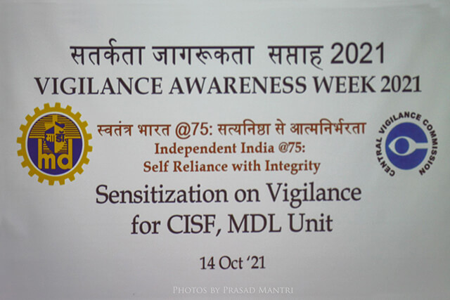 Sensitization On Vigilance For CISF, MDL Unit - 14 October 2021