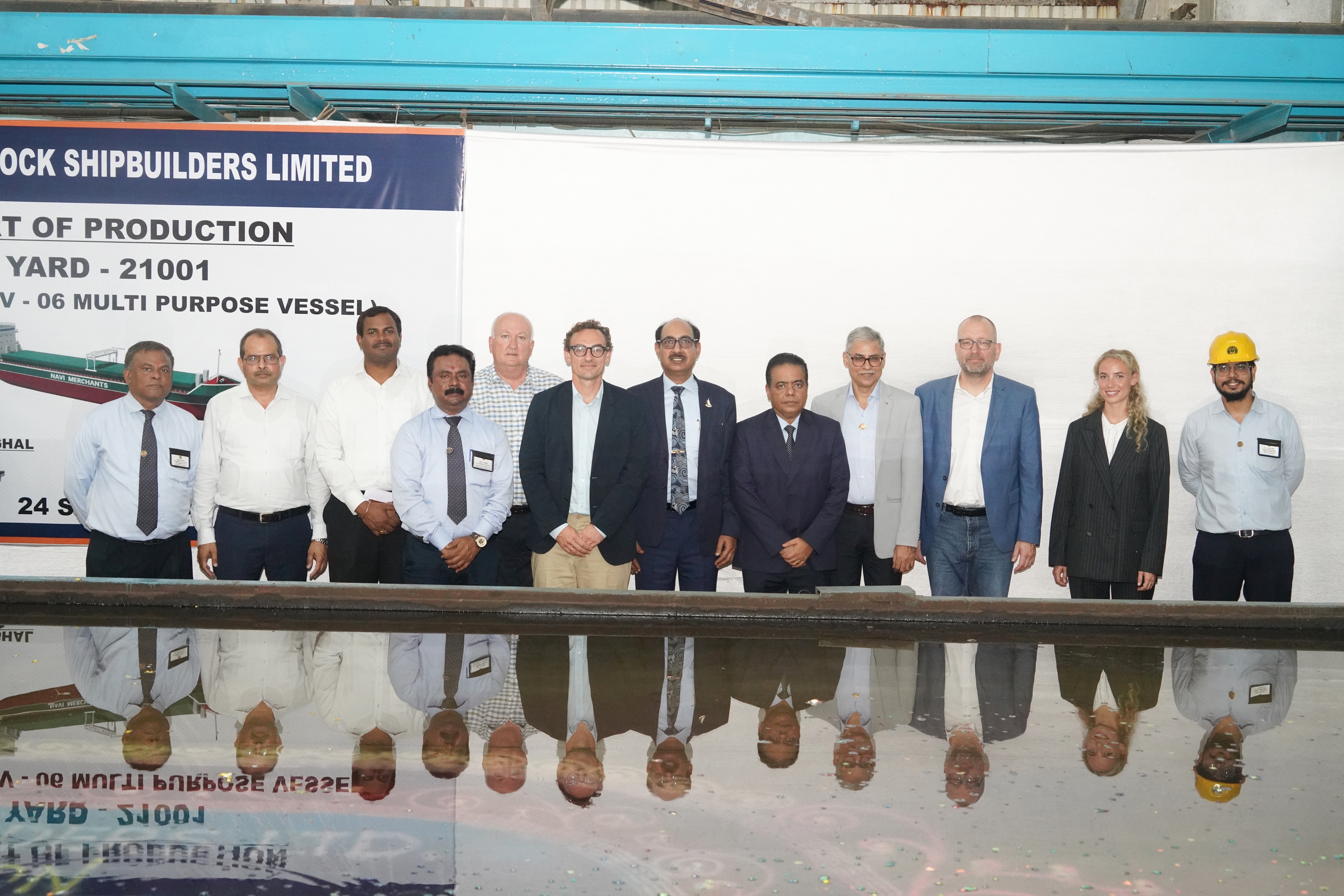 Plate cutting ceremony of Multi-Purpose Cargo Vessel (MPV) for M/s (Navi merchants), Denmark